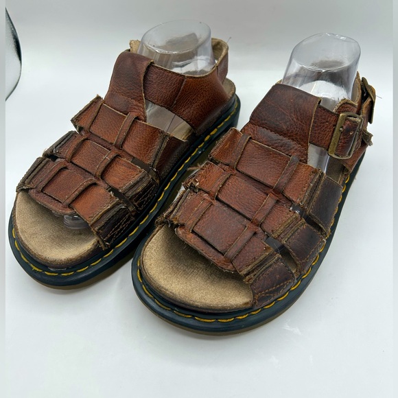 RARE Vintage Dr Martens Fisherman Sandals 90s  Brown Leather Chunky size 9 - Picture 10 of 15